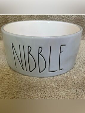 Rae Dunn gray,black and off white stoneware pet bowl